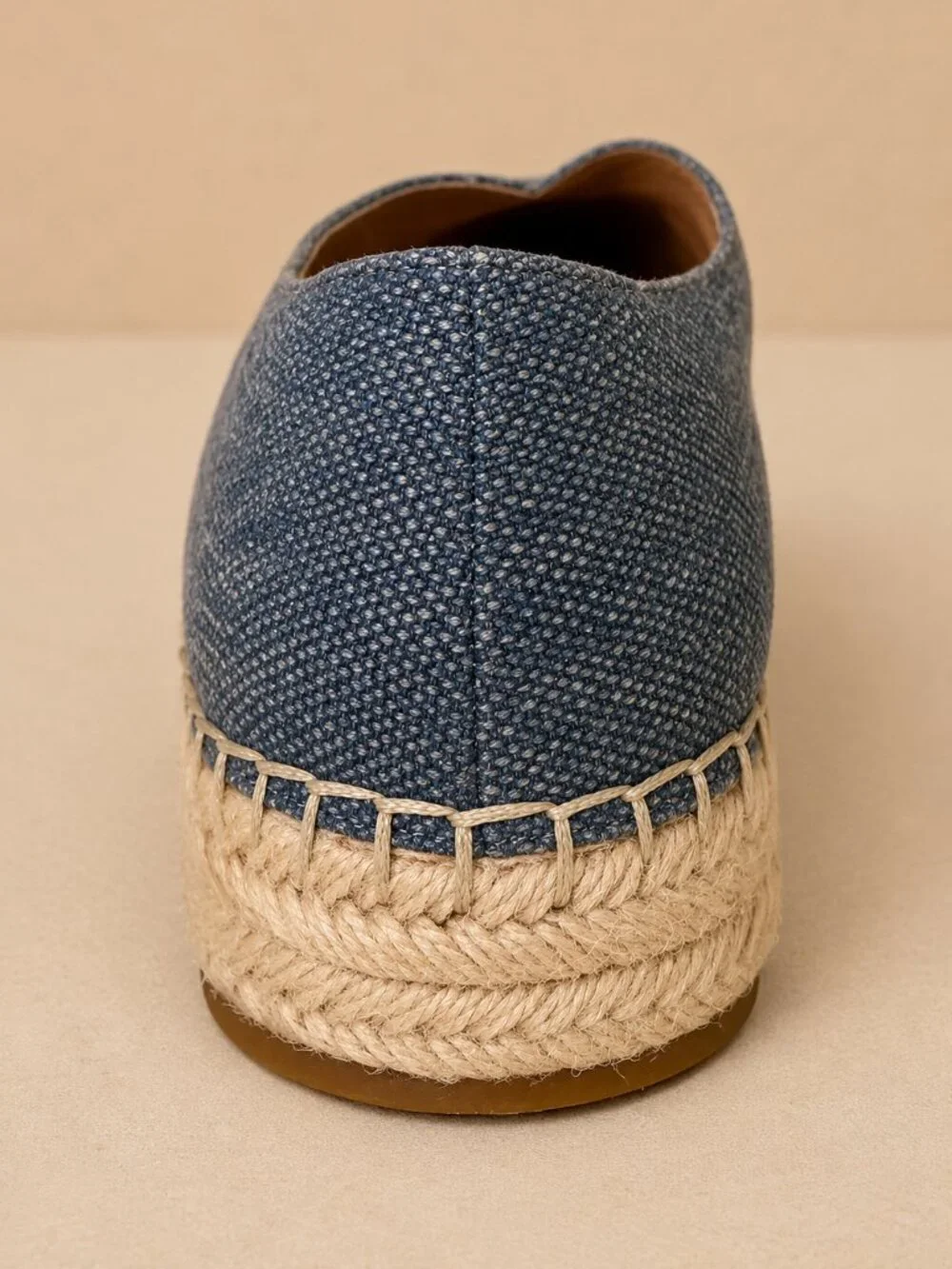 EILEEN FISHER Washed Blue Linen Espadrille Flats | Leather Footbed | Size 9